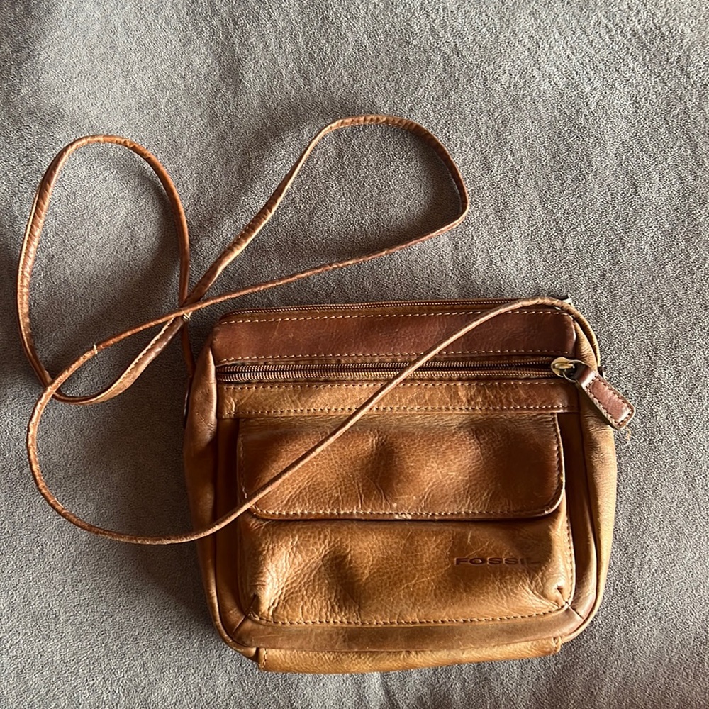 Small Fossil Genuine Leather Crossbody